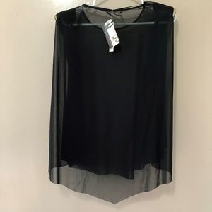 Mustard Seed Sheer Black Sleeveless Top